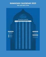 Ramadan calendar iftar and sahri time schedule 2023 vector