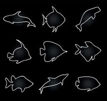 Collection of icons on a theme of fish. A vector illustration