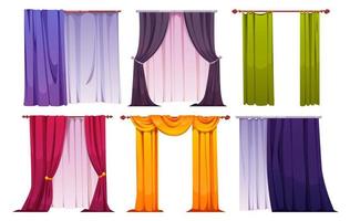 dibujos animados conjunto de color cortinas aislado en blanco vector