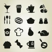 Set of icons of food. A vector illustration