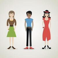 Female cartoon characters. Vector illustration