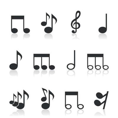 Set of icons of musical notes for design