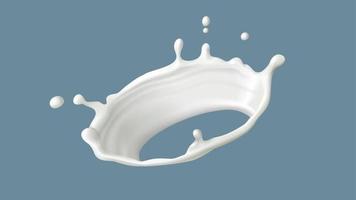 Milk splash or round swirl with drops, realistic vector