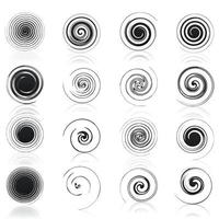 Set of icons of black spirals. A vector illustration