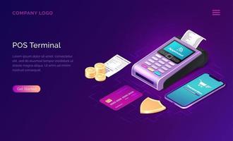 POS terminal security, isometric business concept vector