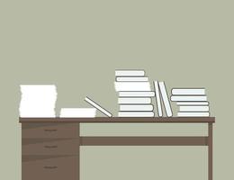 Desk and a computer in the office. Vector illustration