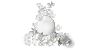 Cosmetic realistic liquid soap with jasmine flower vector