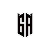 GA Logo monogram with shield shape designs template vector
