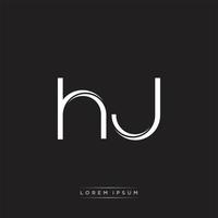 HJ Initial Letter Split Lowercase Logo Modern Monogram Template Isolated on Black White vector