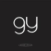 GY Initial Letter Split Lowercase Logo Modern Monogram Template Isolated on Black White vector