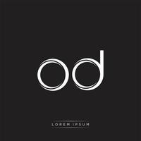 OD Initial Letter Split Lowercase Logo Modern Monogram Template Isolated on Black White vector