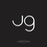 JG Initial Letter Split Lowercase Logo Modern Monogram Template Isolated on Black White vector