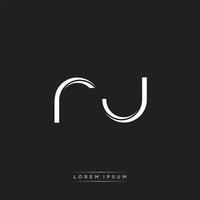 RJ Initial Letter Split Lowercase Logo Modern Monogram Template Isolated on Black White vector