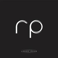 RP Initial Letter Split Lowercase Logo Modern Monogram Template Isolated on Black White vector