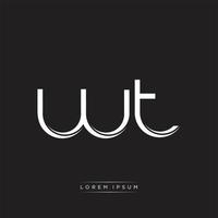 WT Initial Letter Split Lowercase Logo Modern Monogram Template Isolated on Black White vector