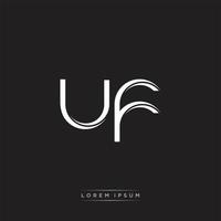 UF Initial Letter Split Lowercase Logo Modern Monogram Template Isolated on Black White vector
