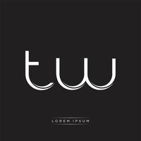 TW Initial Letter Split Lowercase Logo Modern Monogram Template Isolated on Black White vector