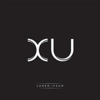 XU Initial Letter Split Lowercase Logo Modern Monogram Template Isolated on Black White vector