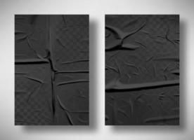 Black bad glued paper with wrinkles and folds vector