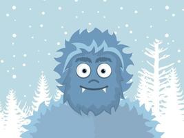 Snow man in winter. Vector illustration