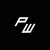 PW logo monogram with up to down style modern design template vector