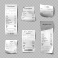 Realistic shop receipt, paper payment bills vector