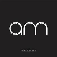 AM Initial Letter Split Lowercase Logo Modern Monogram Template Isolated on Black White vector