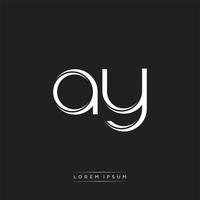 AY Initial Letter Split Lowercase Logo Modern Monogram Template Isolated on Black White vector