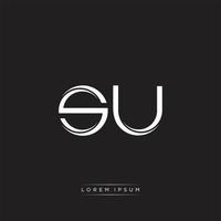 SU Initial Letter Split Lowercase Logo Modern Monogram Template Isolated on Black White vector