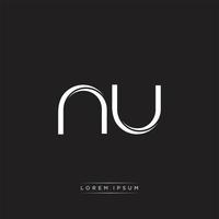 NU Initial Letter Split Lowercase Logo Modern Monogram Template Isolated on Black White vector