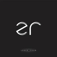 ZR Initial Letter Split Lowercase Logo Modern Monogram Template Isolated on Black White vector