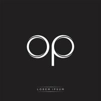 OP Initial Letter Split Lowercase Logo Modern Monogram Template Isolated on Black White vector