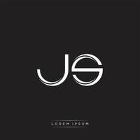 JS Initial Letter Split Lowercase Logo Modern Monogram Template Isolated on Black White vector