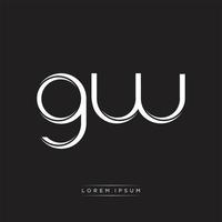 gw inicial letra división minúsculas logo moderno monograma modelo aislado en negro blanco vector