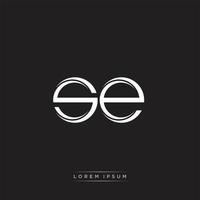 SE Initial Letter Split Lowercase Logo Modern Monogram Template Isolated on Black White vector