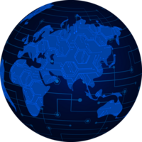 Modern Technology World Map Globe Pack png