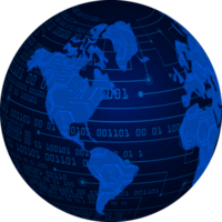 Modern Technology World Map Globe Pack png