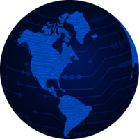 Modern Technology World Map Globe Pack png