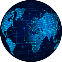 Modern Technology World Map Globe Pack png