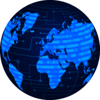 Modern Technology World Map Globe Pack png