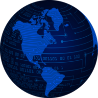 Modern Technology World Map Globe Pack png