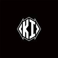 KI Logo monogram with shield shape designs template vector