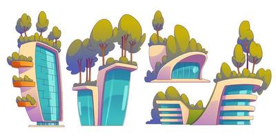 Set of futuristic eco buildings isolated on white vector