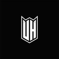 UH Logo monogram with shield shape designs template vector
