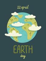 Happy Earth Day Save Nature. Vector eco illustration for social media, poster, banner, card, flyer on the theme of saving planet, human hands protect earth