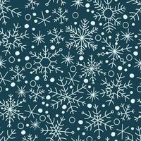 Blue snowflake simple hand drawn vector seamless pattern. New year, Christmas texture, winter snow, frozen ice crystal, Xmas frost symbol