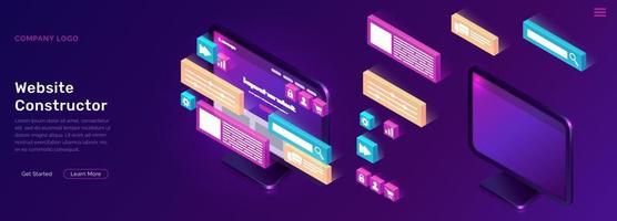 Website constructor isometric concept vector