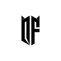 QF Logo monogram with shield shape designs template vector