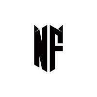 nf logo monograma con proteger forma diseños modelo vector