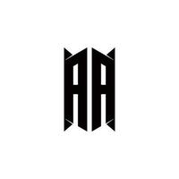 aa logo monograma con plantilla de diseños de forma de escudo vector